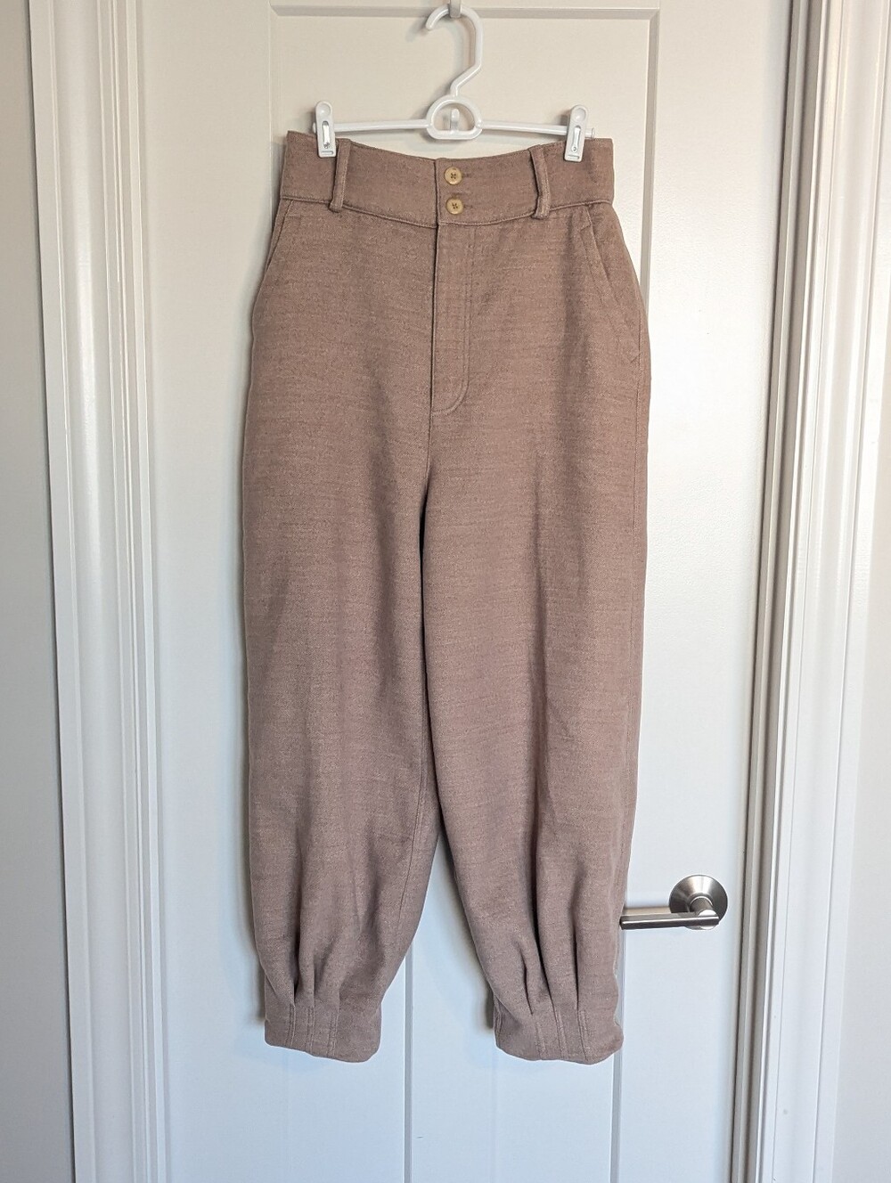 Free People Brushed Balloon Trouser Cuffed Tan Pants sz 6